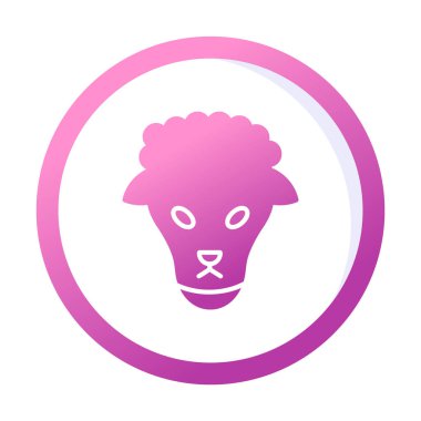 Koyun başı ağ simgesi, vektör illüstrasyonu 