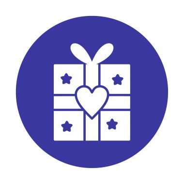 Kalp ikonu vektör illüstrasyonlu hediye kutusu 