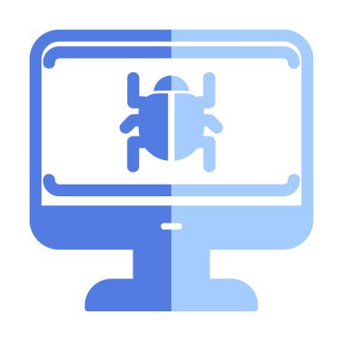 yazılım hatası düz simgesi, vektör illüstrasyonu, Sistem Virüsü 