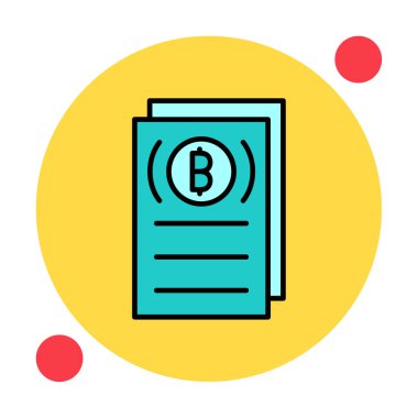 Belgeler ve bitcoin simgesinin vektör illüstrasyonu 