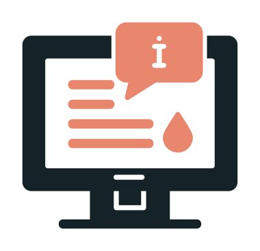 Bilgi simgesi vektör illüstrasyonlu bilgisayar ekranı