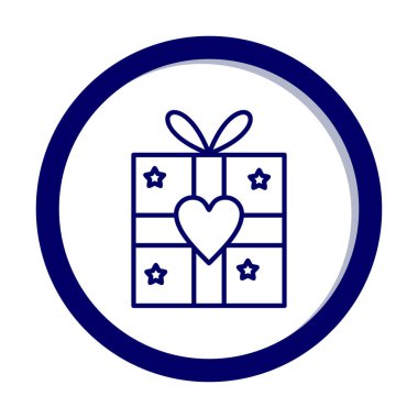 Kalp ikonu vektör illüstrasyonlu hediye kutusu 
