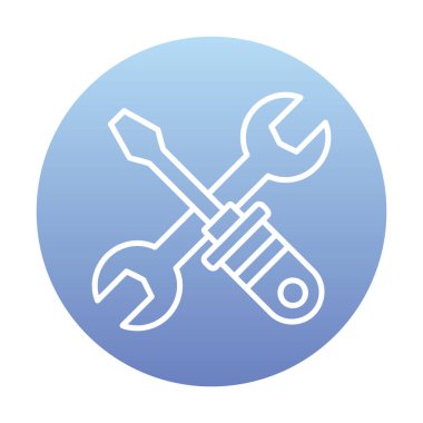 İngiliz anahtarı ve tornavida ikonu. Web için araç vektör simgesinin özet çizimi                              