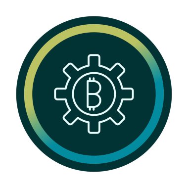 Bitcoin dişli çizgisi simgesi, vektör illüstrasyonu 