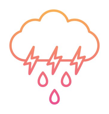 Gök gürültülü yağmurlu bulut sembolü, hava durumu ikonu, vektör illüstrasyonu 