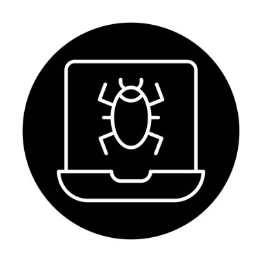 Virüs bulaşmış Laptop Simgesi - Kötü amaçlı yazılım vektörü 