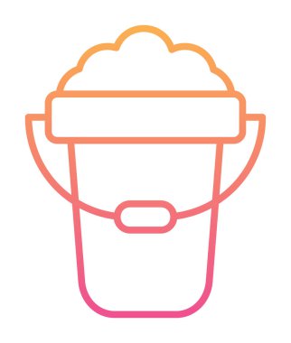 Köpük simgesi olan kova, vektör illüstrasyonu  