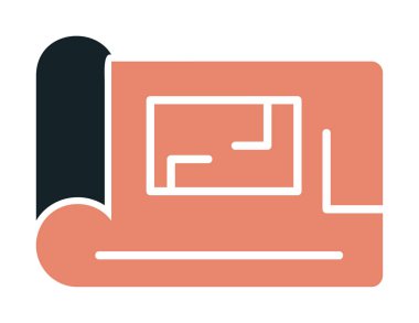 harita düz simgesi, vektör illüstrasyonu