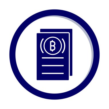 Belgeler ve bitcoin simgesinin vektör illüstrasyonu 