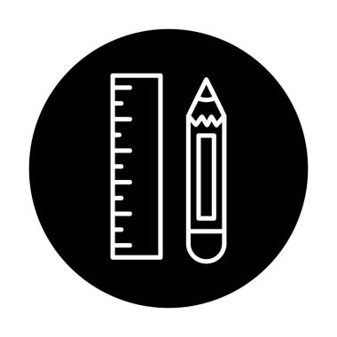 Kalem ve cetveli satırı simgesi, vektör çizim