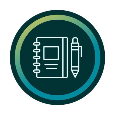 Çizim defteri ve kalem simgesi, vektör illüstrasyonu  