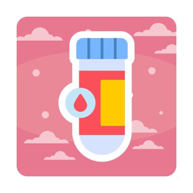 Kan testi tüpü ana hat vektör simgesi. Laboratuvar test sembolü, logo illüstrasyonu.