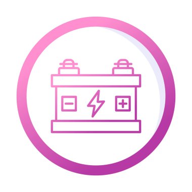 Araba aküsü simgesi. Ağ için Kataloglayıcı imza vektör simgesinin düz çizimi.