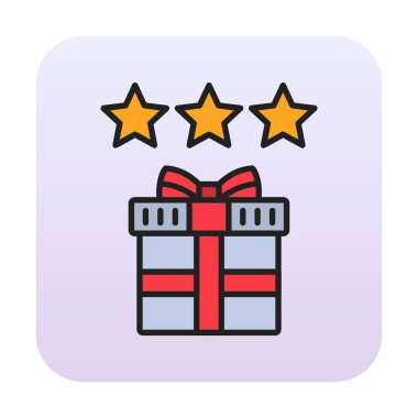 hediye ve Gözden Geçir vektör düz renk simgesi tasarımı