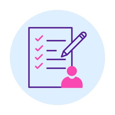 Kontrol listesi düz simgesi, vektör illüstrasyonu 