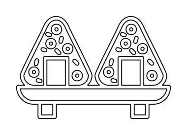 Onigiri sushi simgesi, vektör illüstrasyonu 