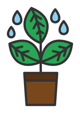 çömlek simgesine bitki, vektör illüstrasyonu 