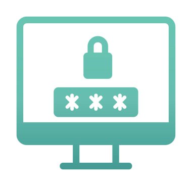 Basit Bilgisayar monitörü Ekran simgesi, vektör illüstrasyonunu kilitle