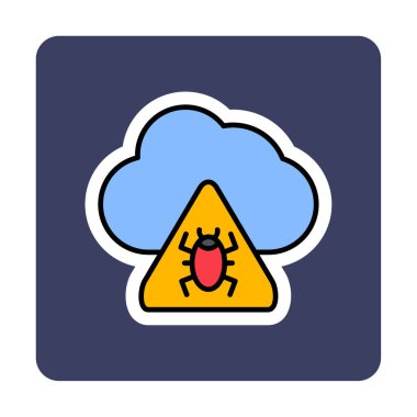 Bulut Hesaplama simgesi, vektör illüstrasyonu. Hata işaretli bulut  