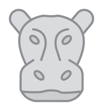 Hippopotamus baş ikon vektör çizimi