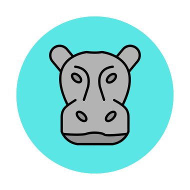 Hippopotamus baş ikon vektör çizimi