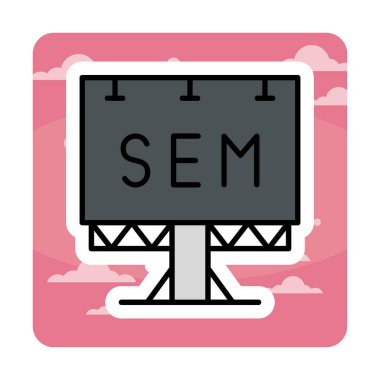 SEM ile Billboard simgesinin vektör illüstrasyonu  