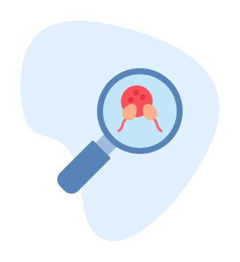 Büyüteç cam simgesi, vektör illüstrasyonlu bakteri denetimi  