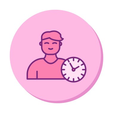 Saat simgesi olan kişi, vektör çizim tasarımı. Zaman Yönetimi                       