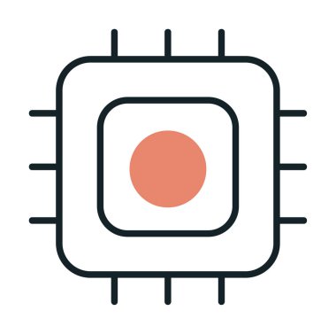 Basit düz işlemci vektör ince çizgi simgesi