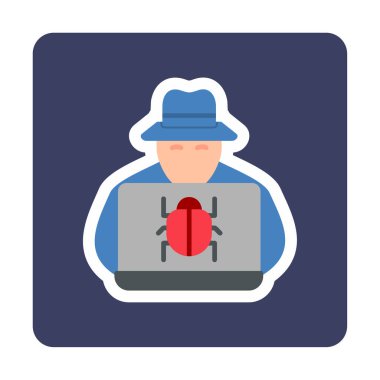 Basit Bilgisayar Hacker simgesi, vektör illüstrasyonu