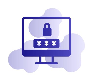 Basit Bilgisayar monitörü Ekran simgesi, vektör illüstrasyonunu kilitle