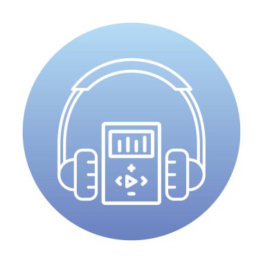 Düz kulaklık simgesi, web afişi, web ve mobil, bilgi grafikleri için vektör illüstrasyon kavramı.