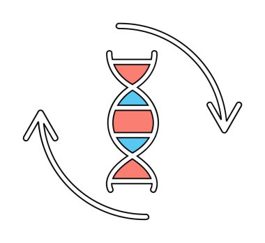 DNA ikon vektör çiziminin basit düz molekülü