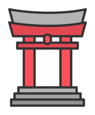 Basit Japon Tori Kapısı simgesi, vektör illüstrasyonu