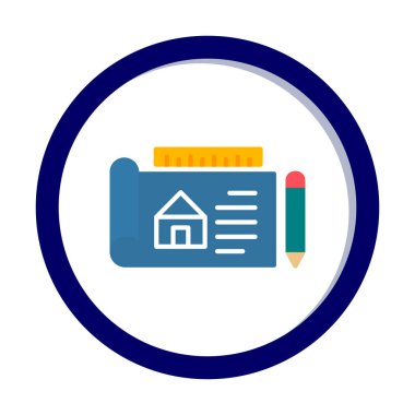 Basit Mimari Planı simgesi, vektör illüstrasyonu