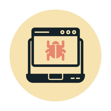 Kötü amaçlı yazılım ikonu tarafından enfekte edilen basit düz dizüstü bilgisayar 