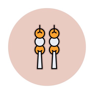 Dango tatlı ikonu, Japon mutfağı, vektör illüstrasyonu 