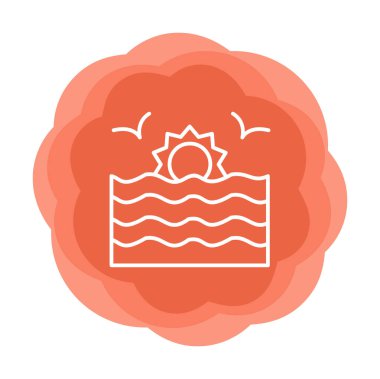 Basit düz gün batımı ve deniz vektörü çizimi