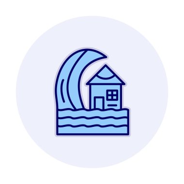 Basit tsunami simgesi, vektör illüstrasyonu