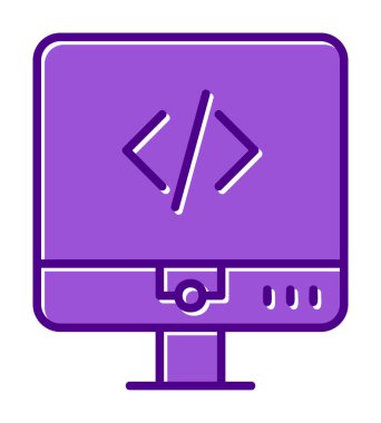 Kodlama. Web simgesi basit illüstrasyon                  