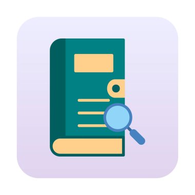 Büyüteç vektör çizimi olan bir kitap. Arama Kitabı kavramı                  