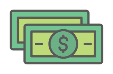 Dolar para çizgisi simgesi, vektör illüstrasyonu