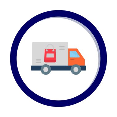 Teslimat kamyonu vektör simgesi modern basit illüstrasyon                        