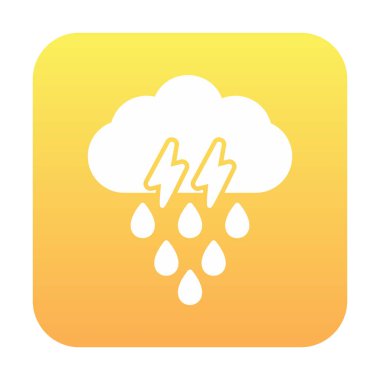 Gök gürültülü yağmurlu bulut sembolü, hava durumu ikonu, vektör illüstrasyonu 