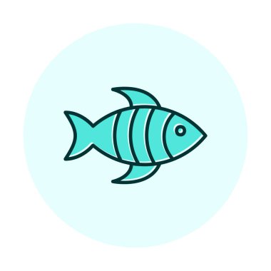 Arkaplanda basit düz balık simgesi çizimi