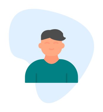 Saç stili vektör çizimi olan genç erkek avatar. 