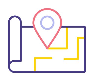 Konum iğnesi, vektör illüstrasyonlu harita simgesi