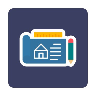 Basit Mimari Planı simgesi, vektör illüstrasyonu