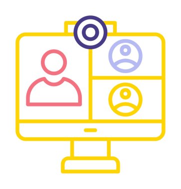 Basit çevrimiçi toplantı simgesi, vektör illüstrasyonu