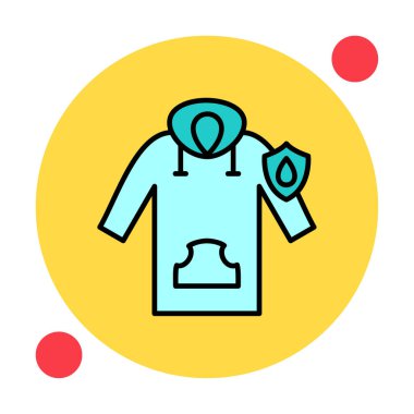 Su geçirmez kapüşonlu simge, vektör illüstrasyonu 